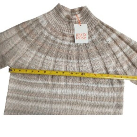 Knox Rose Sweater Size S Oatmeal Striped Mock Neck Pullover NWT Soft - Picture 2 of 8